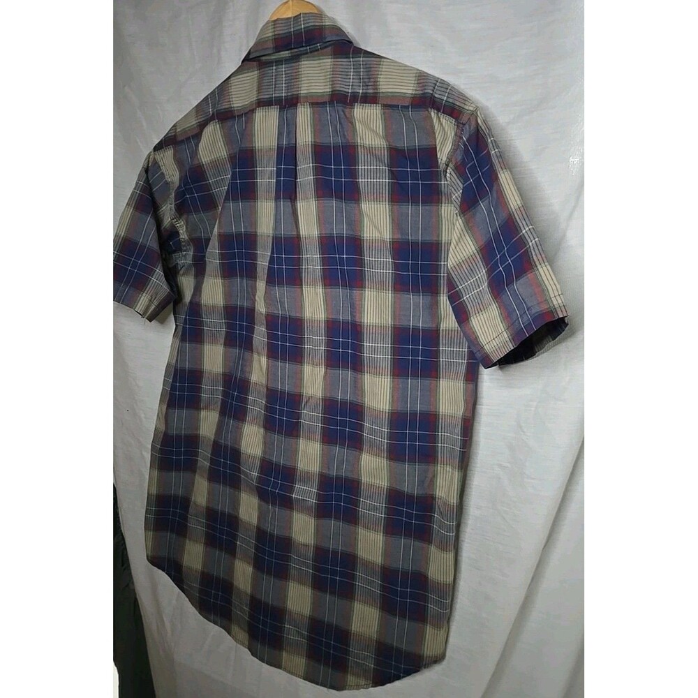 Cambridge Hall Short Sleeve Button Shirt Plaid, Men's Sz Lg Tall, USA Made - Picture 7 of 8